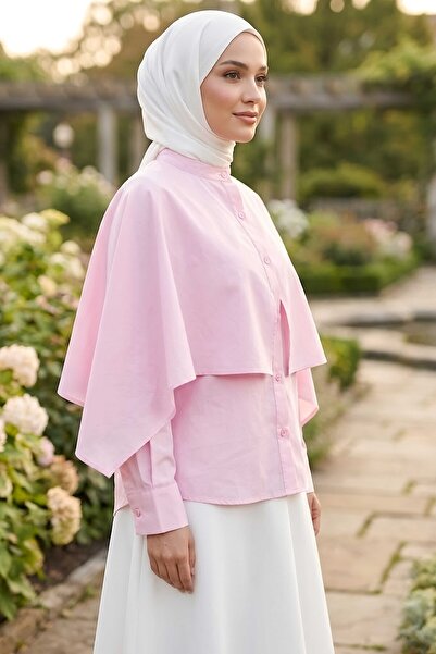 TOFİSA Pelerinli Gömlek Pembe - 28722-PEMBE