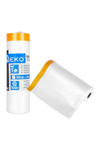 GEKO Folie protectoare pentru vopsire cu bandă adezivă, 180 x 20 m / 18 mm, G...