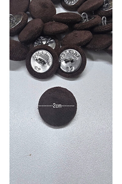 Koyu kahverengi süet kaplamalı kancalı metal düğme adet fiyatidir