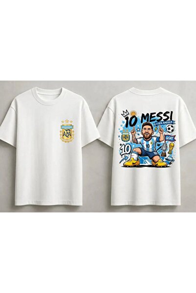 SVART WEAR تي شيرت ميسي الأرجنتيني للجنسين مقاس كبير 100% قطن