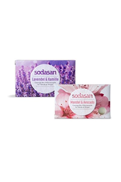 Sodasan Pachet Săpunuri Bio – Lavandă și Mușețel 100 g + Migdale și Avocado 1...