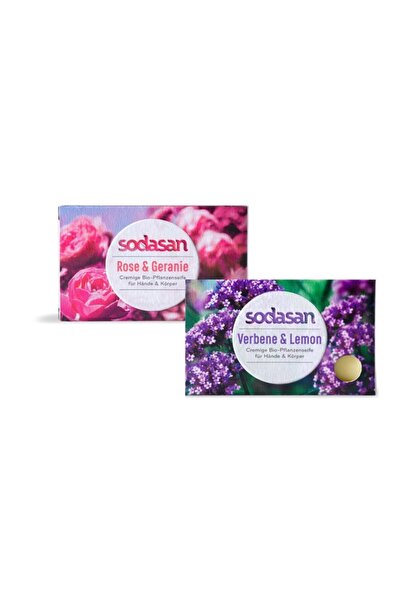 Sodasan Pachet Săpunuri Bio – Trandafiri și Geranium 100 g + Verbina și Lămâi...