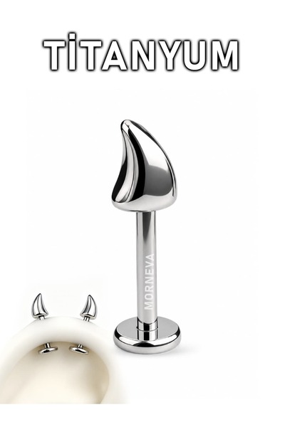 MORNEVA Titanyum Vampir Diş Vertical Helix Piercingi (1 Adet)