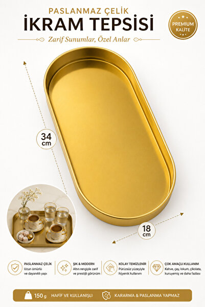 Turkco Gold Stainless Steel Multi-Purpose Catering and Presentation Tray Coff...
