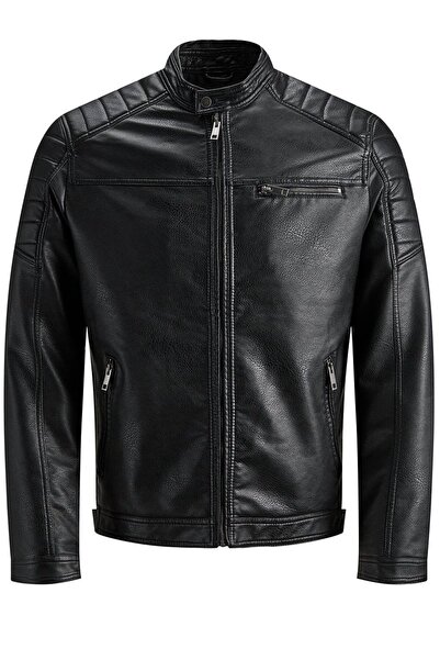 Jack & Jones jack jones Jachetă bărbați din imitație de piele 12147218 Negru