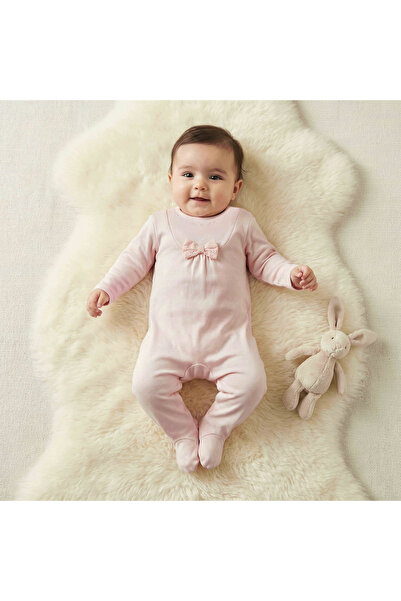 giggles Cotton Round Neck Long Sleeve Sleepsuit with Snap Button Closure