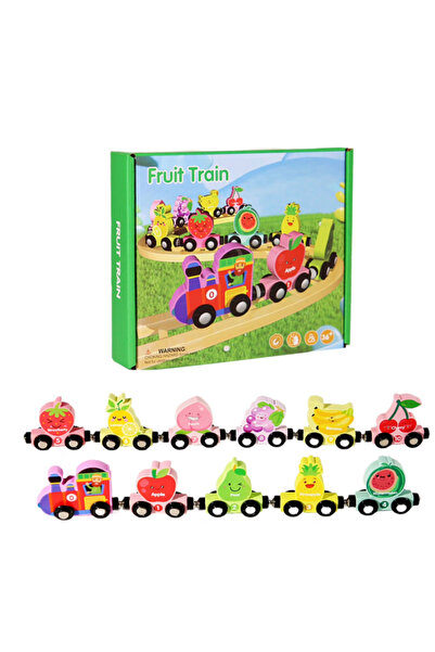 Stuniko ® Trenuleț Magnetic din Lemn cu Fructe și Cifre – Locomotivă cu 10 Va...