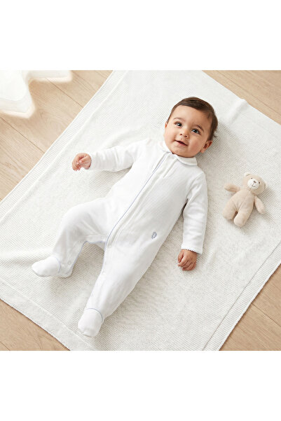 giggles Cotton Collared Long Sleeves Sleepsuit with Snap Button Closure