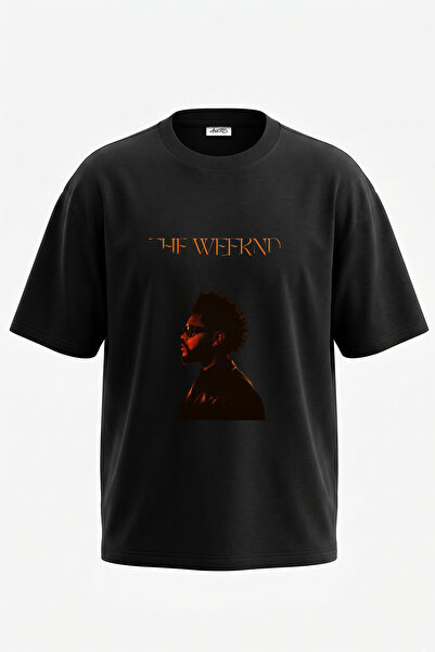 Anetos The Weeknd_9 Design Printed Oversize Black T-Shirt