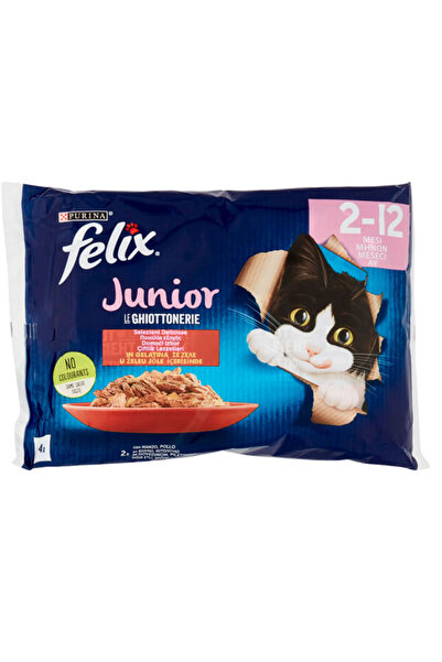 Felix ΓΑΤΟΤΡΟΦΗ ΣΕ ΖΕΛΕ JUNIOR (4x85gr) - (ΜΟΣΧΑΡΙ/ΚΟΤΟΠΟΥΛΟ)