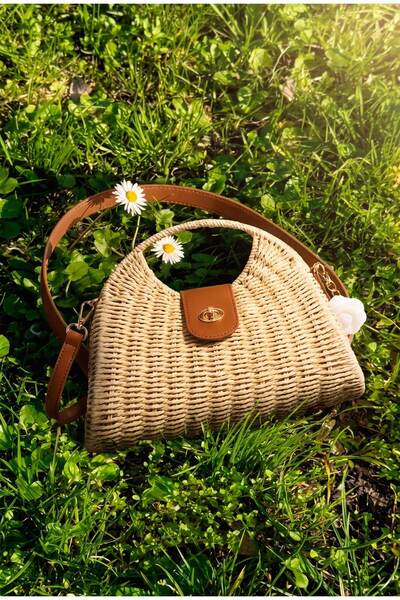 it's basic Women's Beige Special Design Bag with Paper Braided Strap and Hand...