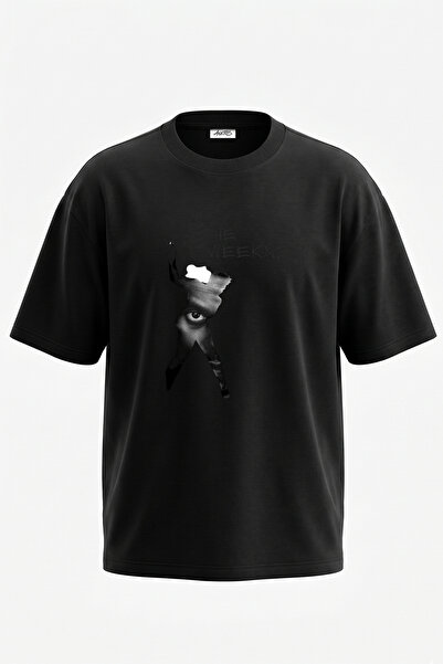 Anetos The Weeknd_24 Design Printed Oversize Black T-Shirt