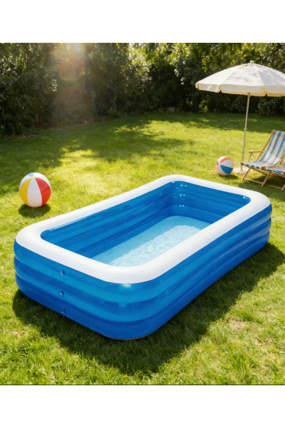 Byanes 260X175X50cm Şişme Havuz 3 Katmanlı Yüzme Havuzları Aile ve çocuklar i...