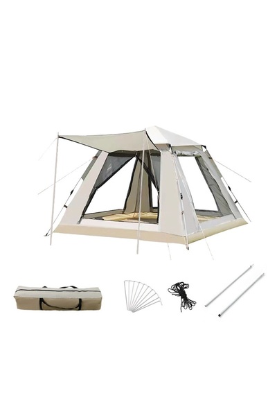 OEM Cort camping , automat, 3-4 persoane, impermeabil, maro , 220x2200x145cm