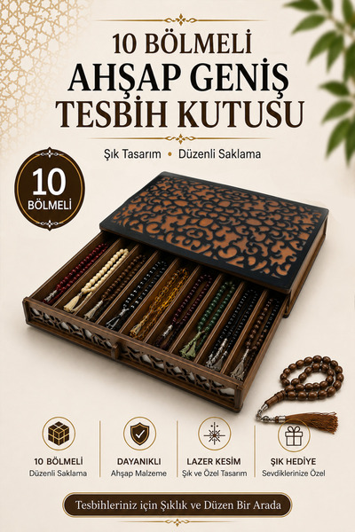 kutuTR Kişiye Özel Ahşap Tesbih Kutuları Tekli, 2, 3, 4 ve 5 Katlı Modeller L...