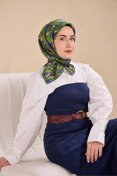 Silk Home وشاح حرير تويل سيرينيت أرجواني أخضر 90x90