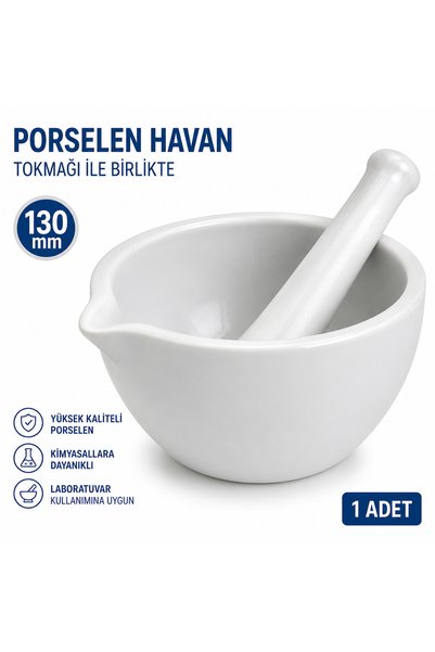 Labolist Porselen Havan Tokmağı ile Birlikte 130 mm 1 Adet