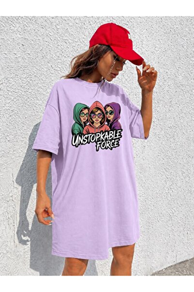 classy moda Γυναικείο μπλουζάκι με στάμπα για κορίτσια, εξαιρετικά μακρύ, υπε...
