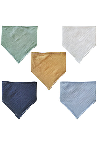 Baby Minik Triangle Scarf Muslin Liquid-Proof Drool and Feeding Bib 5 Pieces