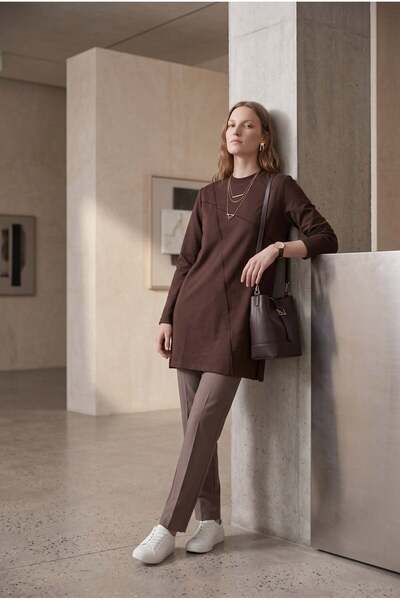 KADO OUTLET Women's Tunic with Asymmetrical Stitching Detail