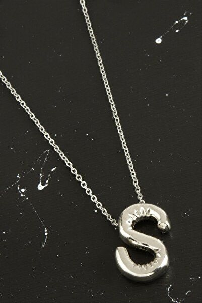 ZERO LAND Ilkestor Letter S Balloon Necklace - (93801) Silver Color