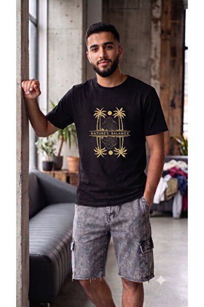 ZEMLİYA Washable shorts + black printed t-shirt set