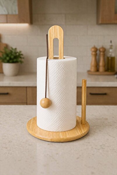 Bayev Favorite 2231 Bamboo Knob Towel Paper Holder Round