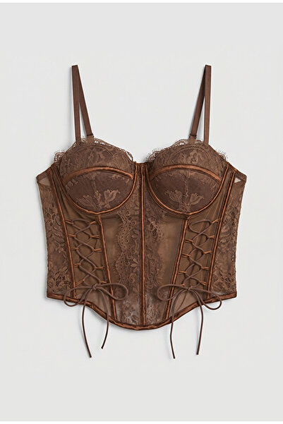 it's basic Women's Brown Flounce Strap Special Design Bustier