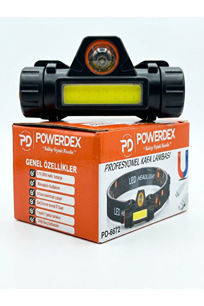 powerdex PD-6672 2850 mAh Mıknatıslı Şarj Edilebilir Profesyonel LED Kafa Lam...