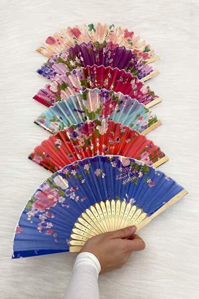 ZEYMERADE Bridesmaid Fans, 6 Pieces of Mixed Pattern and Color Wooden Fans, B...