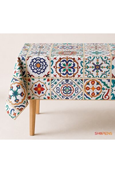 SHOPIENS Față de masă din vinil cu model mozaic Mandala 180x140cm, aspect de ...