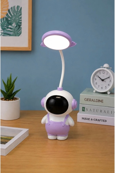 CEZVE HOME Astronot Figürlü Çocuk Odası LED Masa Lambası USB Şarjlı Mavi Gece...