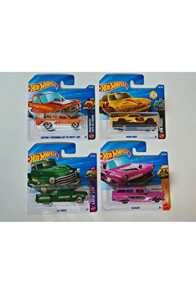 HOT WHEELS 4'lü Araba Seti - 4 Farklı Model - Chevy / La Troca / Vairstrike /...