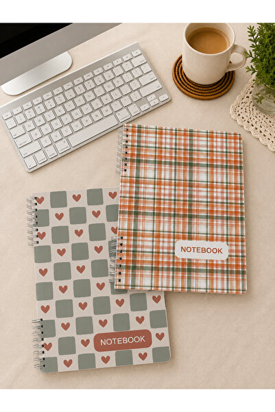 PickyTidy A4 Spiralli Defter 2'li Set – Renkli Kapaklı Çizgili - Kareli 80 Ya...