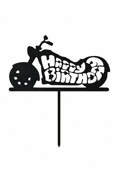 LİYA3D Happy Birthday Motorsiklet Cake Topper – Siyah Pasta Süsü, Doğum Günü ...