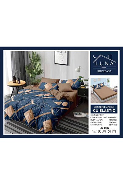 Pucioasa Lenjerie de Pat Finet Gros 6 Piese Cearceaf cu Elastic 180x200 cm