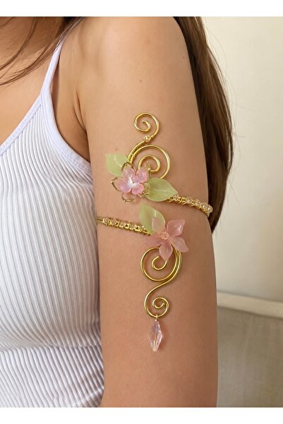 abel jewelry Pembe Çiçekli Vintage Coquette Ayarlanabilir Pazu Bilekliği Armc...