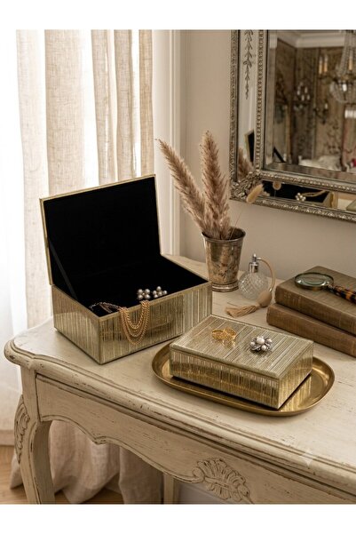 GFSMORE 2-Piece Decorative Box Gold-Striped
