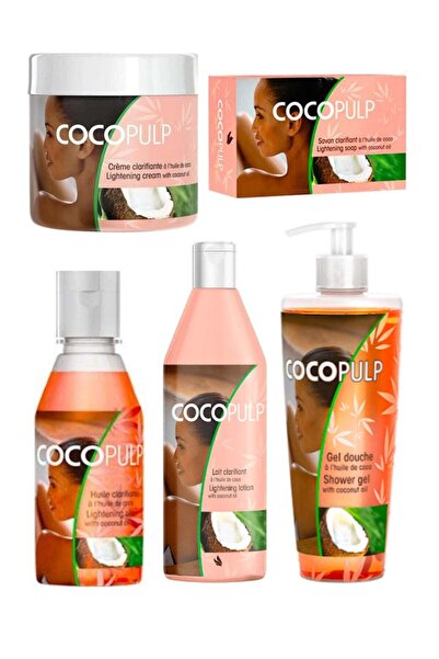 COCO PULP 5 Piece Set Skin Lightening Cream 300ml, Lotion 500ml, Soap, Shower...