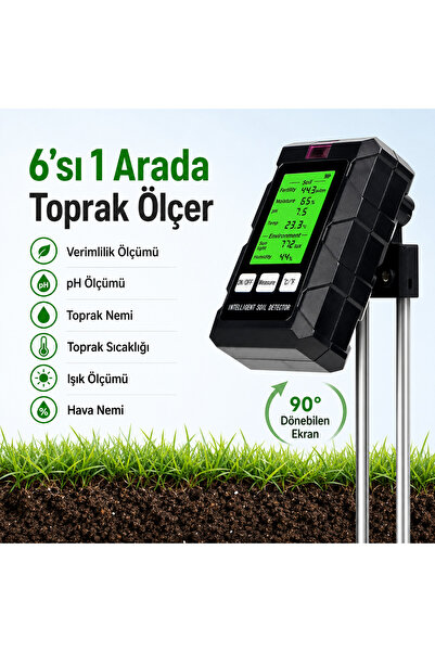 MDSTECH ST-03 Akıllı 6’sı 1 Arada Toprak Analiz Cihazı, Toprak pH Nem Verimli...