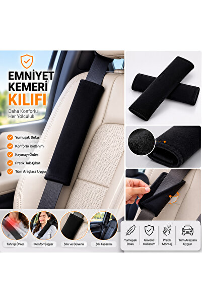 beneficio Düz Sade Siyah Nakışsız Kemer Pedi 2 Adet Kumaş