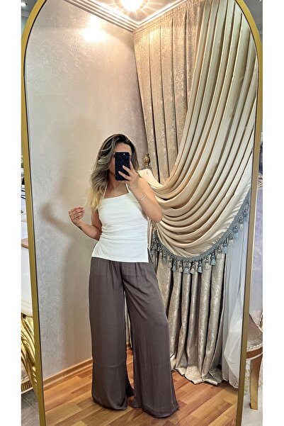 Geniş Paça Alt Pantalon Acı Kahve