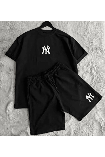 Generic Brand "Ny" Logo Printed Shorts Two-Piece Set