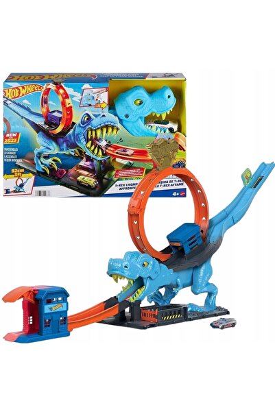 HOT WHEELS Set de circuit City T-Rex cu buclă mare și întâlnire cu dinozauri