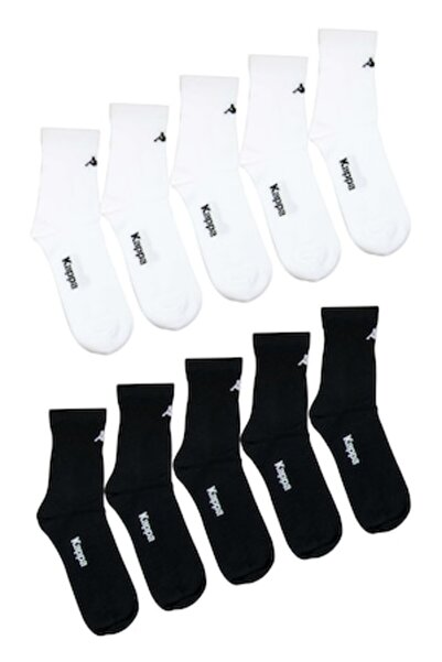 Kappa Set de 10 perechi de șosete medii, de damă, negru-alb, 39-42