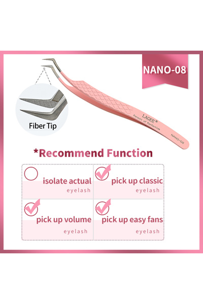 Choice5 NANO-08 LAGEE Fiber Tip Eyelash Extension Tweezer Volume Isolation Pr...