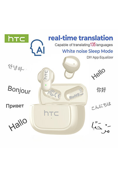 Choice4 سماعات أذن لاسلكية HTC NE51 TWS بيضاء بتقنية البلوتوث 6.0 مع مترجم ذك...