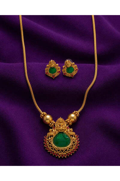 Generic Green Stone Temple Necklace Set