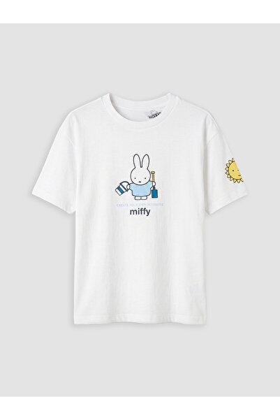LC Waikiki Original Oval Collar Miffy Printed Girls' T-Shirt