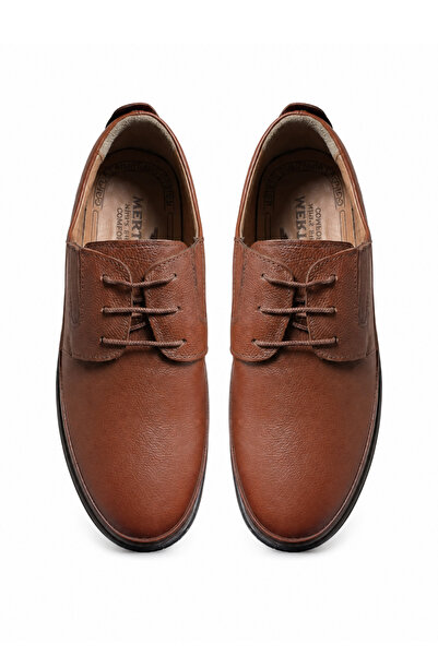 Ekonomik Ayakkabı Men's Genuine Leather Tan Laced Casual Classic Comfort Shoe...
